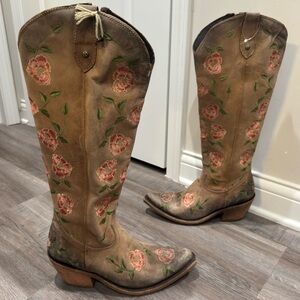 Liberty Black Garden Tan Floral Tall LB7129148 Cowboy Western Boots
